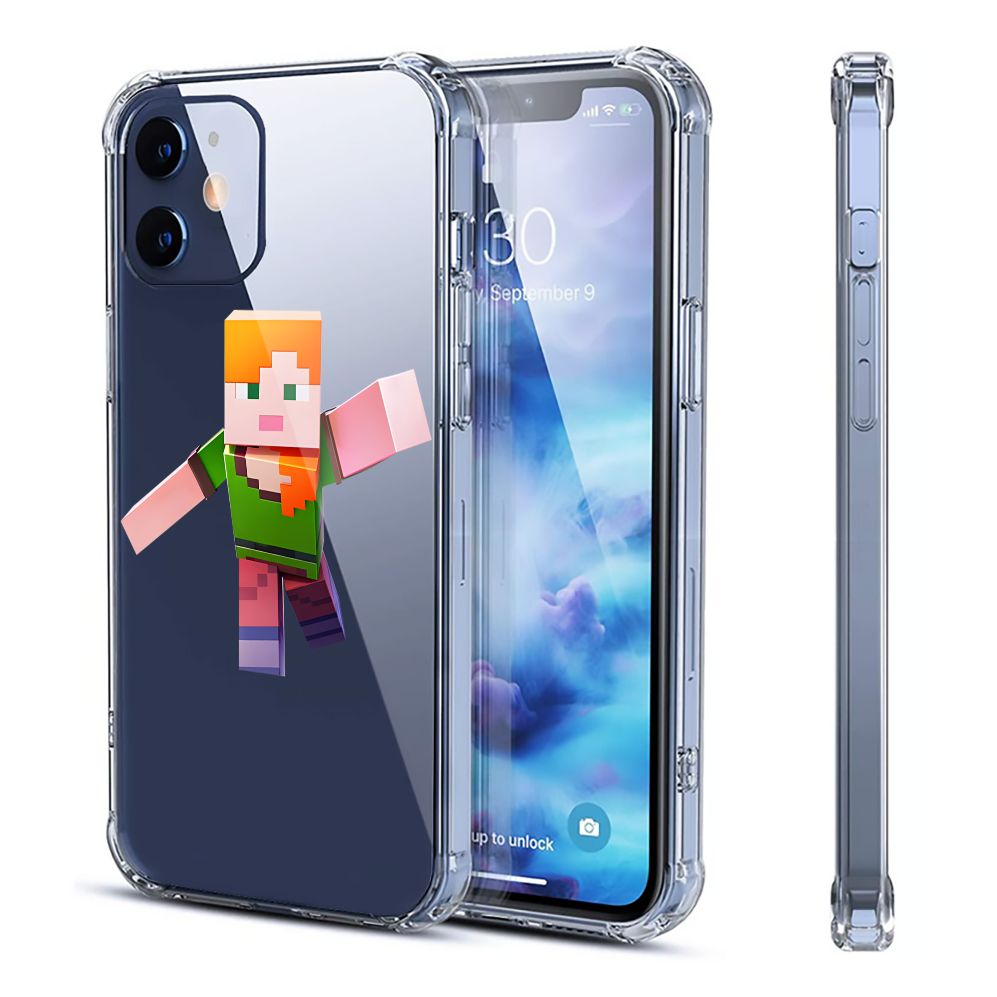 （画像用） マインクラフト ブロックの世界 Minecraft MC Block world 【iPhone 12シリーズ対応】透明スマホケース（クリアソフトケース）